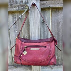 Vintage Maroon Burgandy Red Leather Winslow Shoulder Bag by Etienne Aigner